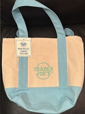 NWT Trader Joe’s Mini Tote Bag in Pastel Blue